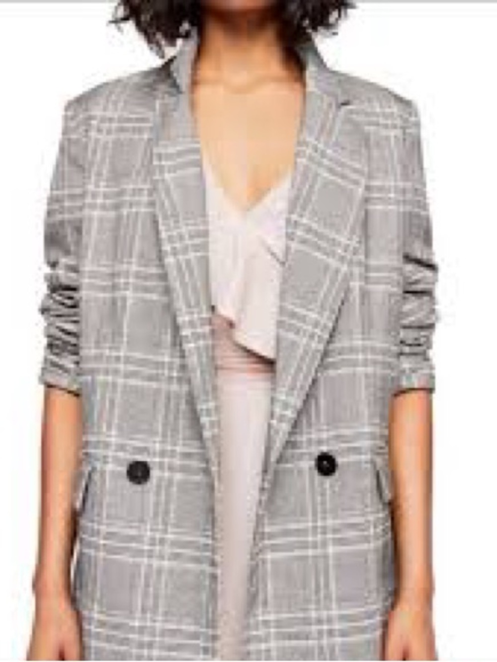 Free People Sporty Oversized Blazer Women S Grey Glen Plaid NWT